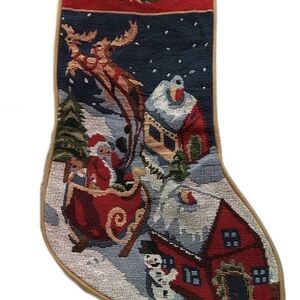 Festive Christmas Stocking with Santa and Reindeer